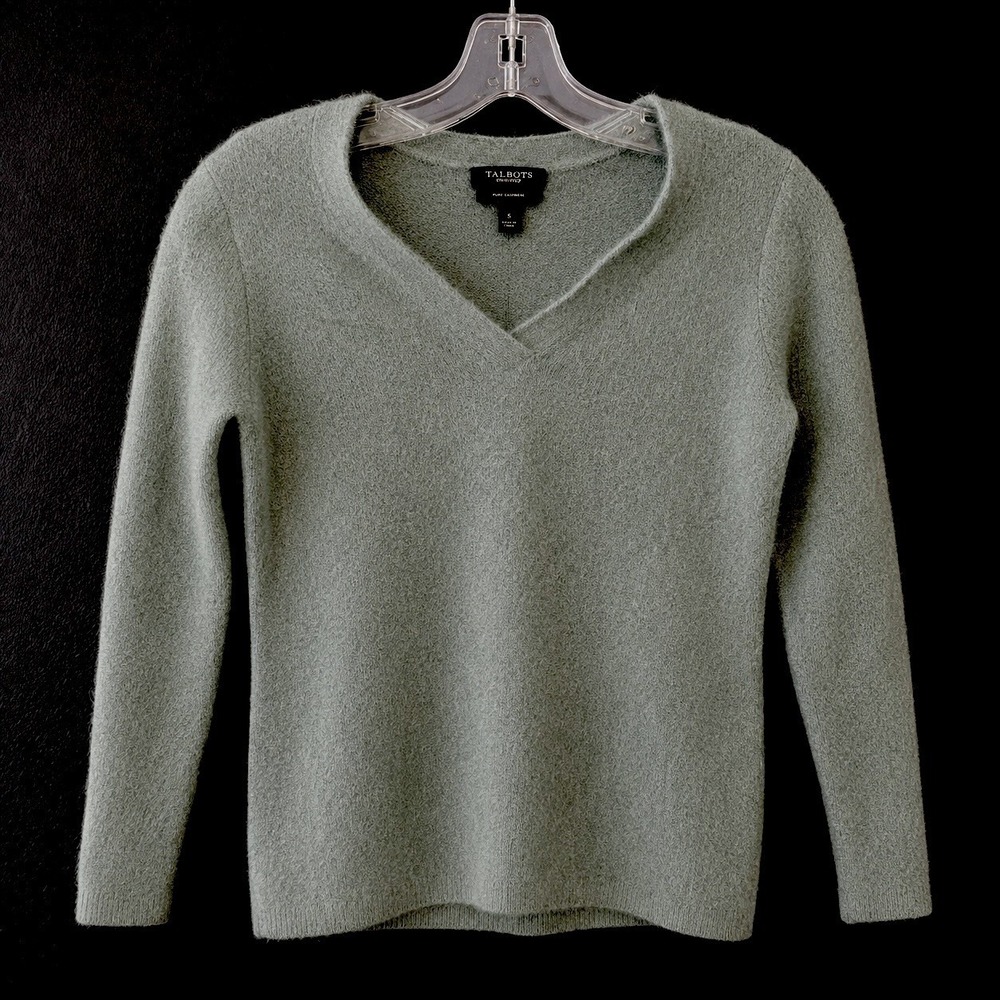 Talbots Pure Cashmere Women's Sweater Size Small Soft Luxury Sage Green